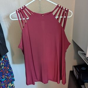 AUW Red Asymmetrical Tank Top
